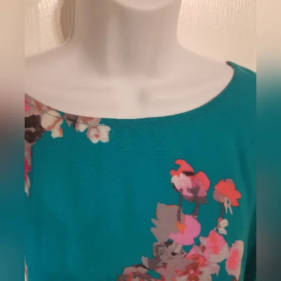 Joules Blue Green Relaxed Tunic with Floral Design - Picture 6 of 7